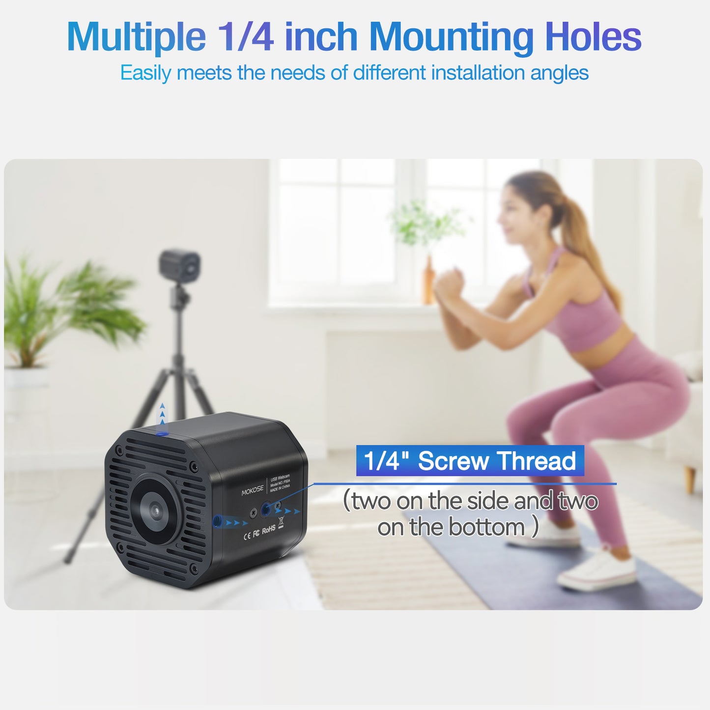 MOKOSE 4K Ultra-High Definition USB Webcam IMX766 1/1.56" Sensor 50MP Max 8160 * 6120 Auto Focus for Desktop and Laptop Document Live Streaming UVC Driver Free P50A